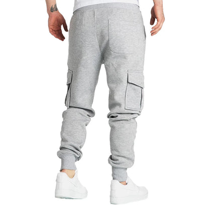 Mens Overalls Loose Joggers Workout Cargo Pants Sweatpants Active Sports Trousers Drawstring Multi-Pocket Men's Casual Pants