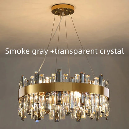 Modern Smoke Grey Crystal Chandelier Lighting Luxury Led hanging lamp for Dining Table Living Room Bedroom Home Decor lustre