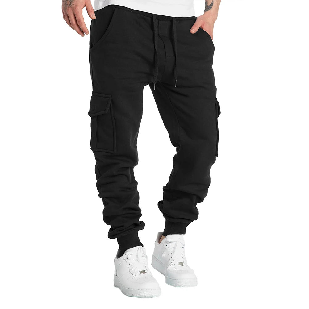 Mens Overalls Loose Joggers Workout Cargo Pants Sweatpants Active Sports Trousers Drawstring Multi Pocket Men's Casual Pants