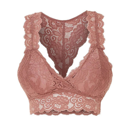 Women Lace Sport Bras For Bralette Wireless Breathable Plus Size Crop Wire Free Bra Lingerie Sexy V-neck Lace Bras Underwe S-3XL