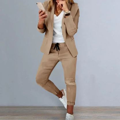 Women Coat Pants Set