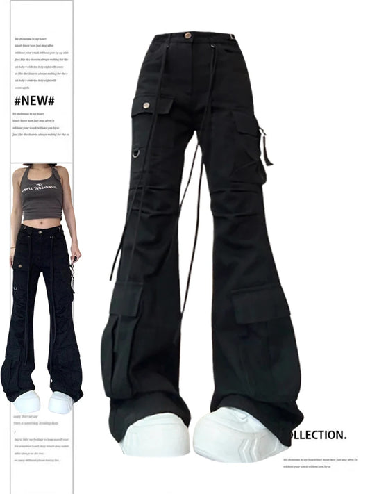 Women Black Gothic Flare Jeans