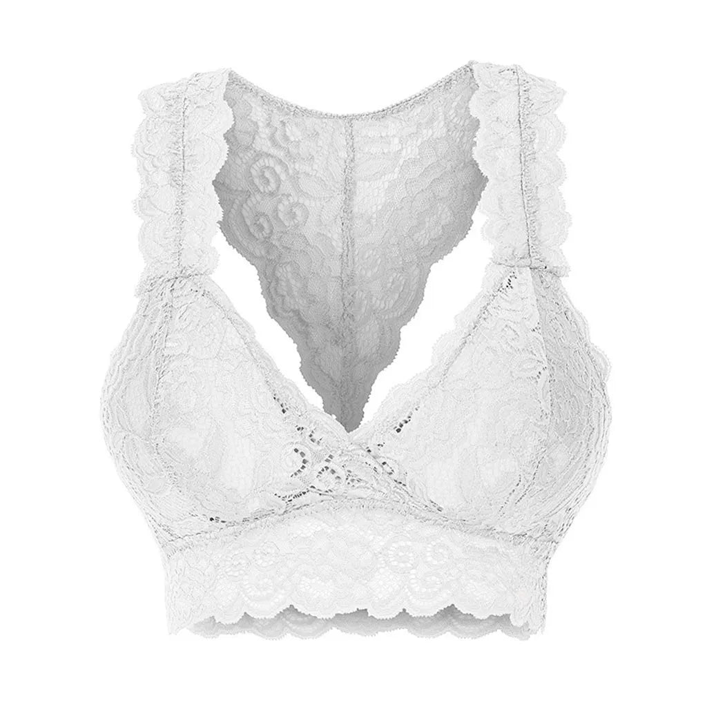 Women Lace Sport Bras For Bralette Wireless Breathable Plus Size Crop Wire Free Bra Lingerie Sexy V-neck Lace Bras Underwe S-3XL