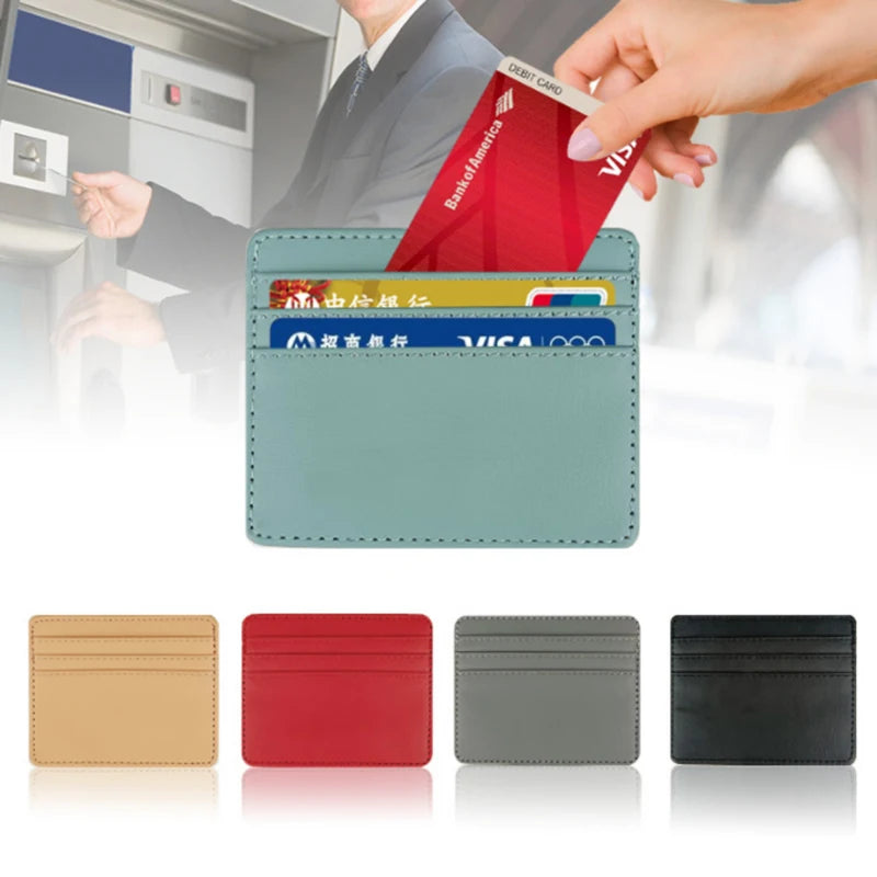 1Pc Pu Leather ID Card Holder