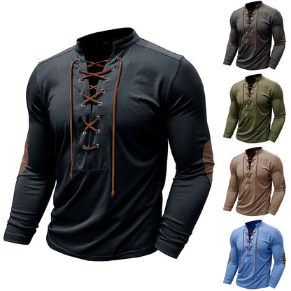 Mens Long Sleeve Pullover T-Shirt Casual