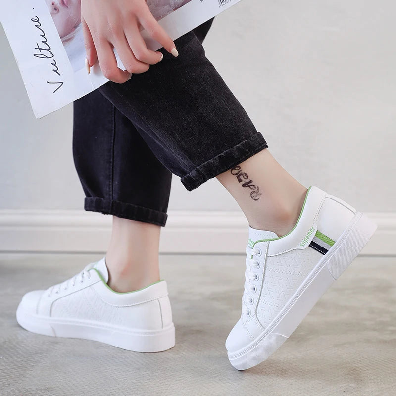 Women's Spring Leather Platform Vulcanized Shoes