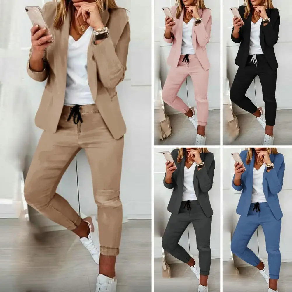 Women Coat Pants Set