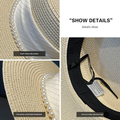 Elegant Pearl Straw Hat