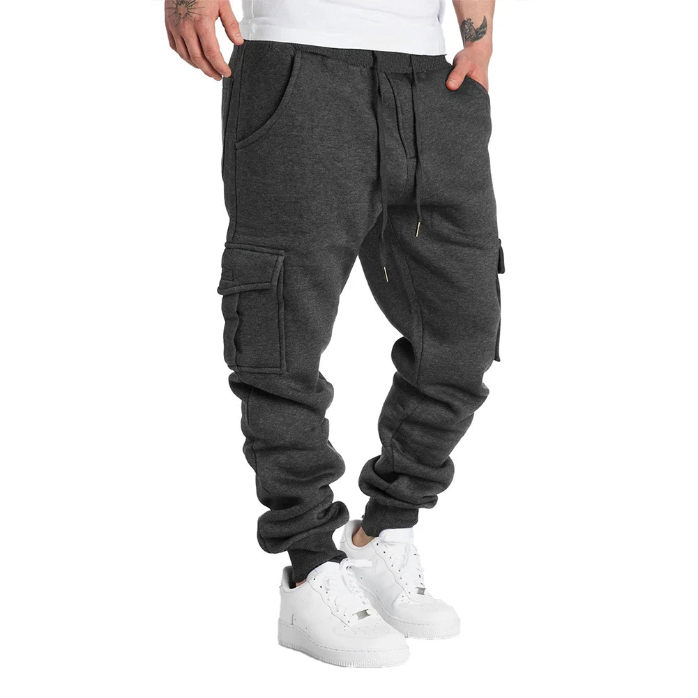 Mens Overalls Loose Joggers Workout Cargo Pants Sweatpants Active Sports Trousers Drawstring Multi Pocket Men's Casual Pants