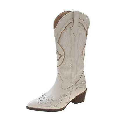 Women's Embroidered Western Mid Calf Boots