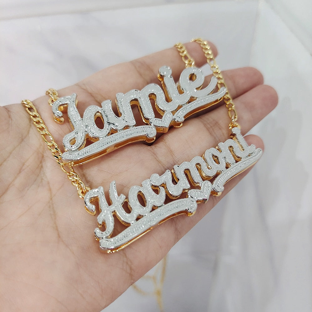 Necklace Double Gold plated Nameplate