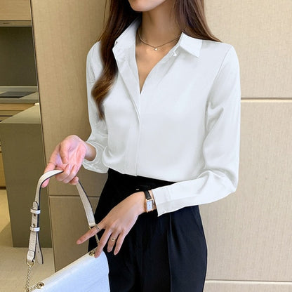 Woman's Long Sleeve  Blouse-  Satin Top