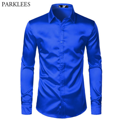 Slim Fit Men's Silk Dress Shirts