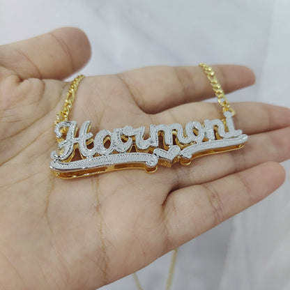 Necklace Double Gold plated Nameplate