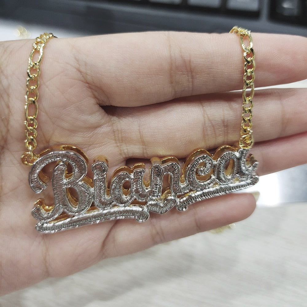 Necklace Double Gold plated Nameplate