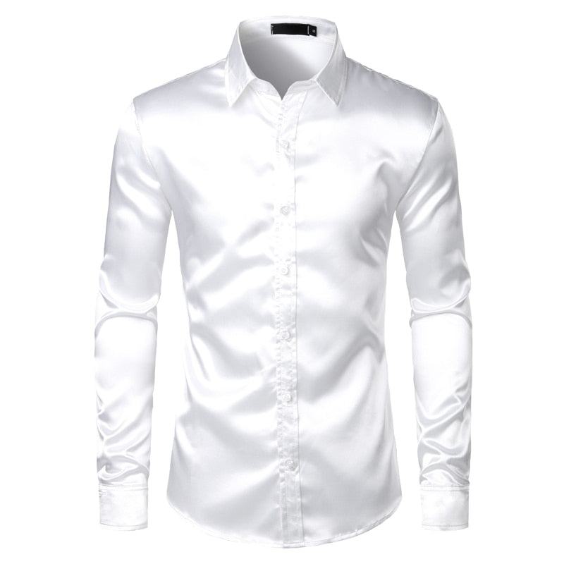 Slim Fit Men's Silk Dress Shirts