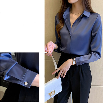 Woman's Long Sleeve  Blouse-  Satin Top